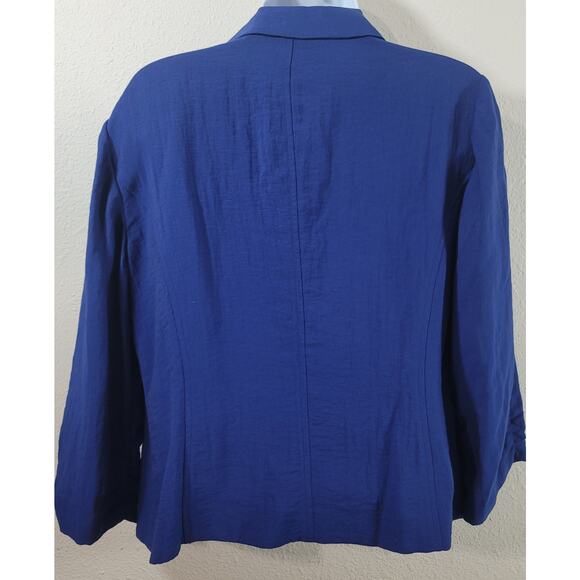 Chico's Blue Notched Collar Open Front Blazer 1 Medium Lightweight Soft Flowy - Picture 2 of 5